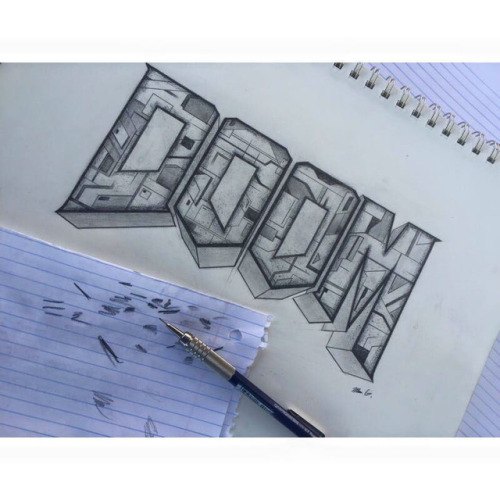 Doom Logo Sketch by Marcus GonzalezI’ve been a fan of the video game “Doom” since 