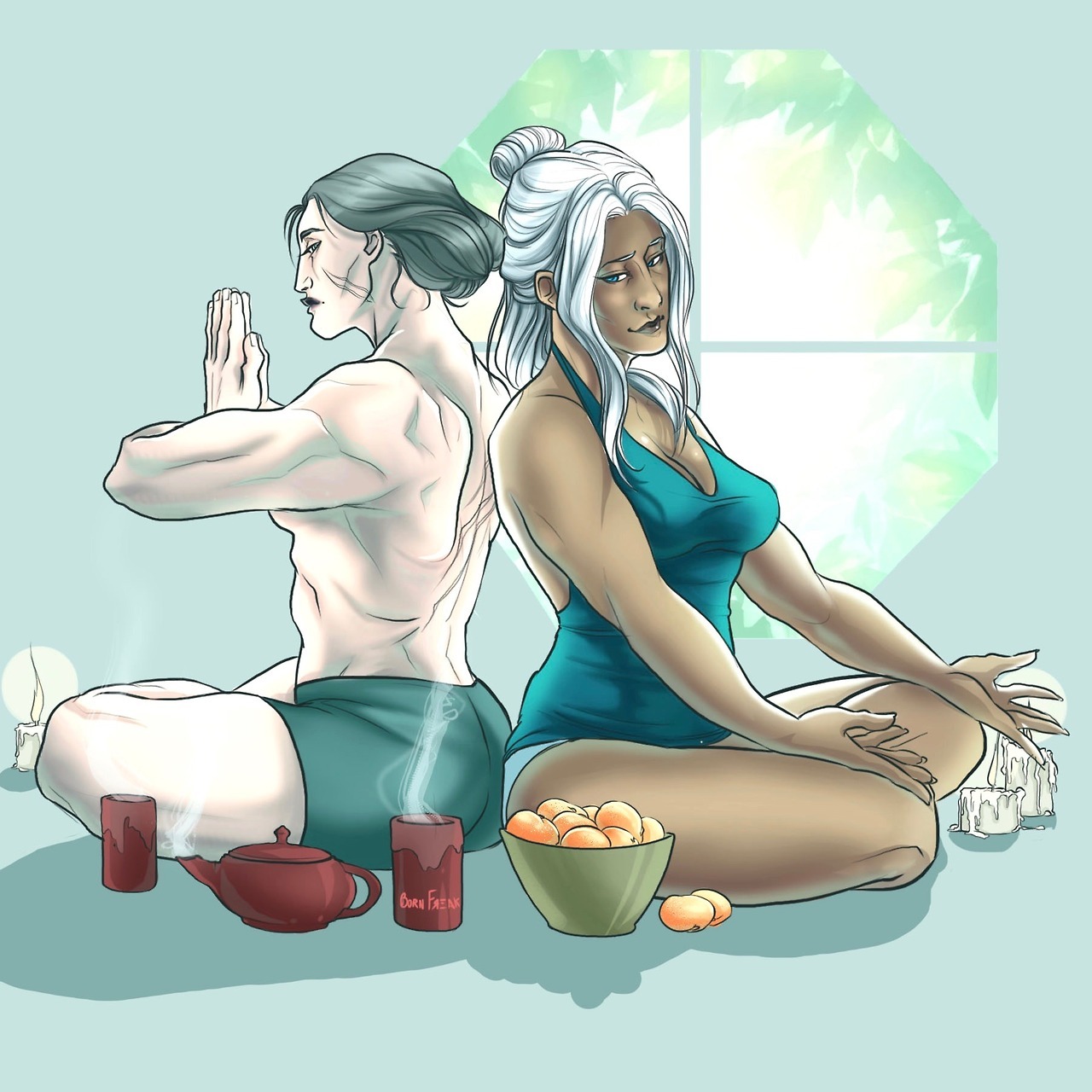 scribble-freak:A peaceful moment with some silver haired babes for femslash february.