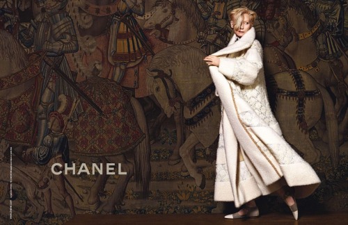 dreymoriarty:bloggirlonfilm:Tilda Swinton by Karl Lagerfeld. CHANEL Paris-Ediburgh AD Campaign. 2013
