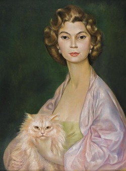 blueblackdream:Leonor Fini, Portrait de femme, 1952