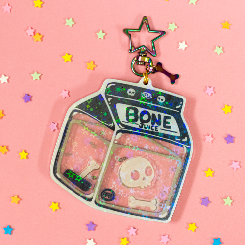 Holographic Bone Juice shaker keychains! I waited ages for these little things to get here and I’m s