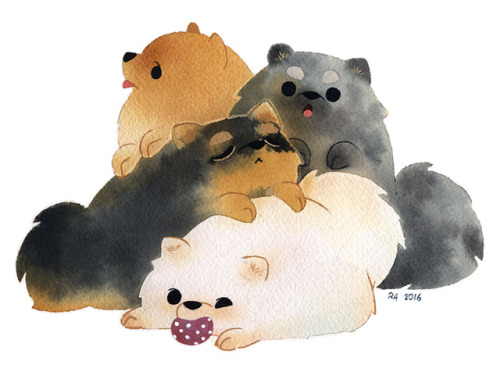 tir-ri: Pile of poms I painted for ClandestineKnight in 2016. c:Instagram ◆ Patreon ◆ Twitter