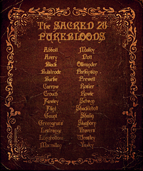 thepostmodernpottercompendium:  The Sacred Twenty Eight: the Most Ancient and Noble Houses of Shafiq
