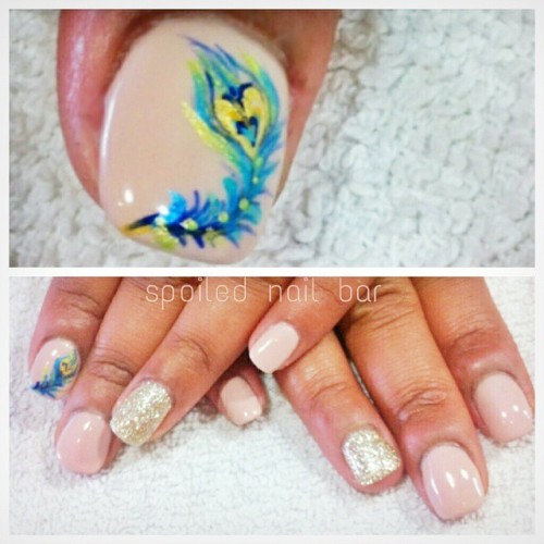 Beautiful peacock art for Nav! #vancouver #nailart