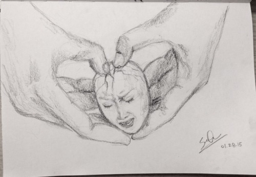 sereneillustrations:  That feeling you get when you have a headache.Doodle by Serene Illustrations.