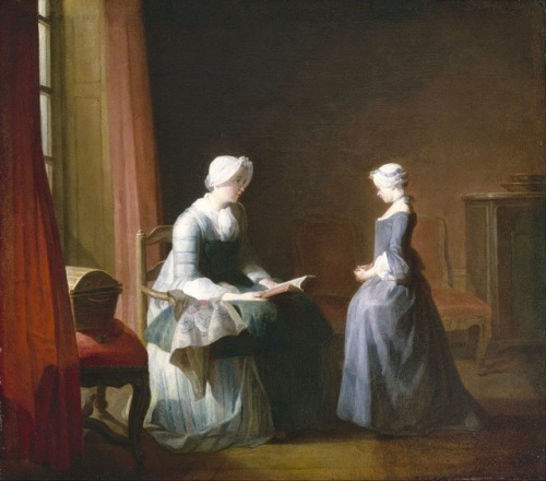 The Good Education (c.1753). Jean-Siméon Chardin (French, 1699-1779). Oil on canvas. MFAH.A young gi