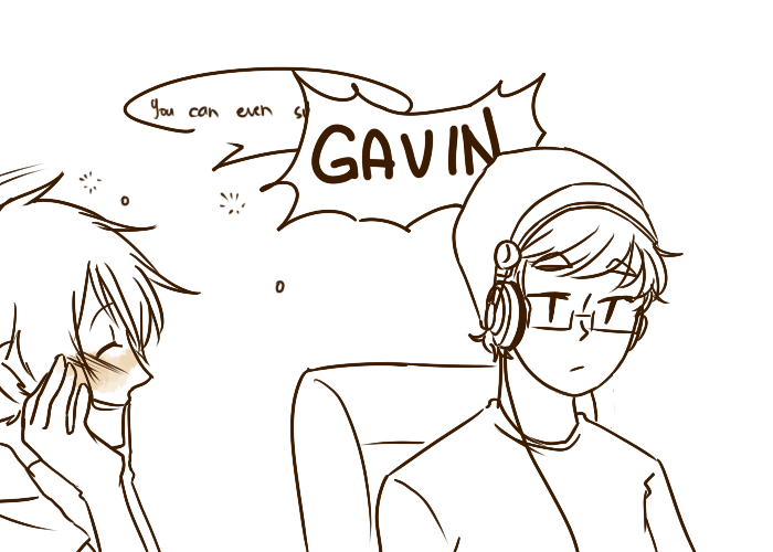 weiweipon:     drunk gavin at work with geoff trying to keep him in place to get