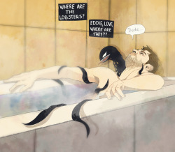 themightynyunyi: I’ve got an ask to draw eddie and venom bathtime but I already deleted it cause I’m stupid but here it is, delivered for you anon