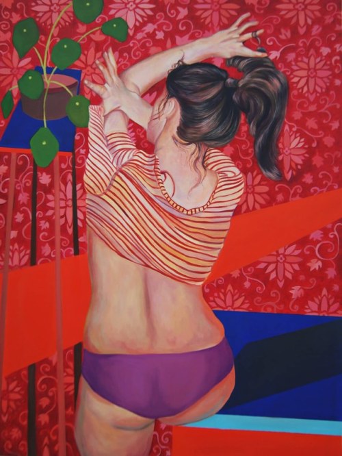 terminusantequem:Katarzyna Jakubowska (Polish, b. 1995), Girl in red, 2019. Oil on canvas, 120 x 90 