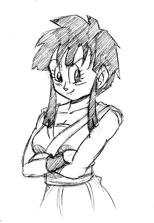   rollilolliÂ said toÂ funsexydragonball:  What do you think Pan would look like as an adult?  Another doodle. This sketch is based on another artist’s take on adult Pan. Maybe I’ll come up with something of my own sometime later.Â  