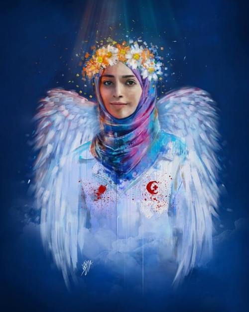 Funeral of Razan Al-najjar. Paramedic Razan Al-Najjar was killed by Israeli sniper yesterday. &