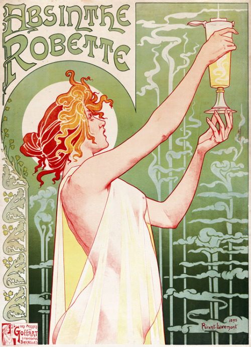 Belgian posterist Henri Privat-Livemont created this beautiful Art Nouveau vintage print for Absinth