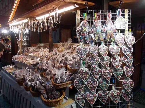 Various food merchandise that was offered in the city Wroclaw, Poland on Christmas market 2021.