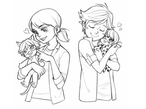 zu-art:Patron request #2 - Marinette and Adrien with plushies ♥ [ Requests available for $5+ 
