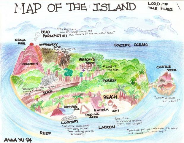 Lord Of The Flies Map Lord Of The Flies — A Map Of The Island