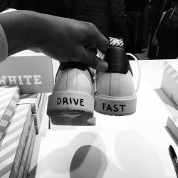 virgilabloh:  anyone who’s driven with @arthurkar knows I should have written “DRIVE SLOW” instead. whoops. currently at @colette drawing on anything. (at colette Paris)