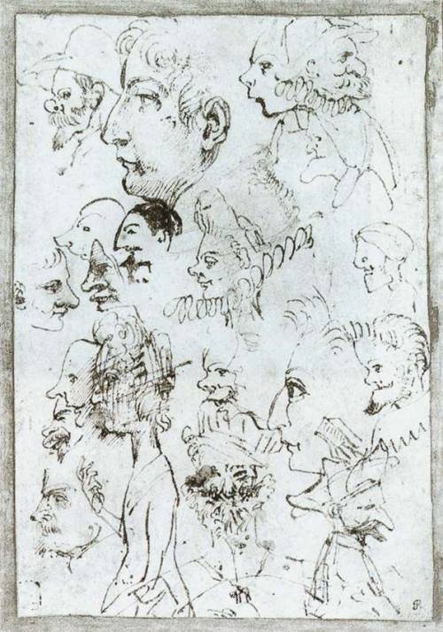 baroqueart:Sheet of Caricatures by Annibale CarracciDate: 1595