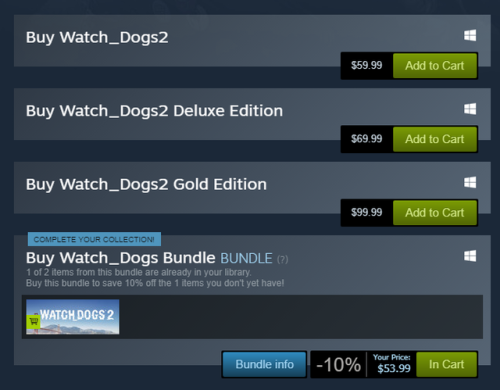 as it turns out i can buy watch dogs 2 or i can buy watch dogs 2 for $6 cheaper