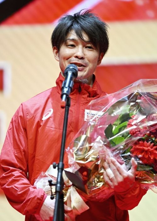 agathacrispies:Kohei Uchimura during his retirement event at Tokyo Metropolitan Gymnasium on March 1