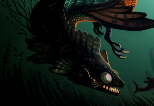 galleytrot:Coelacanth dragons for @acerbandit!Oh hey I remember when I doodled one of those… 