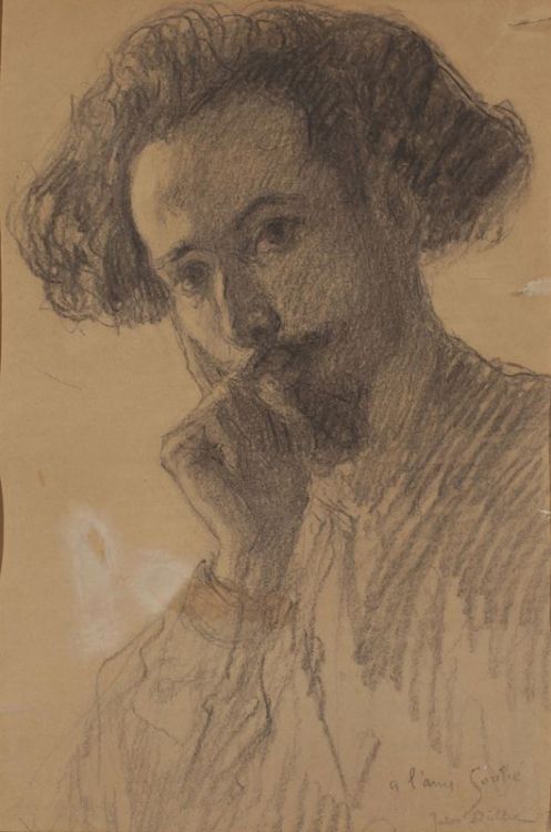 Jules Dallet (French, 1876-?), Portrait of a man, 1907?. Pencil on paper, 40 x 27 cm.