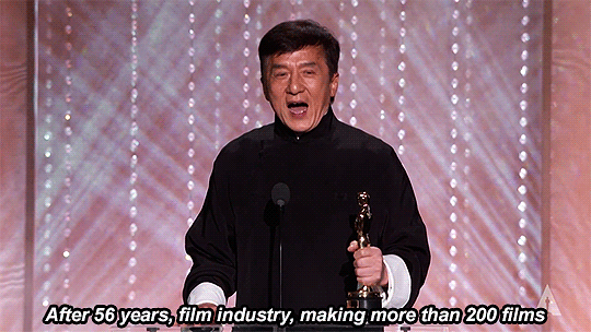 cheshireinthemiddle: tmholland:  Jackie Chan receives an Honorary Award at the 2016