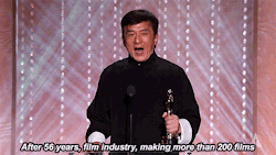 cheshireinthemiddle: tmholland:  Jackie Chan receives an Honorary Award at the 2016 Governors Awards  He didnt say those broken bones were his.  