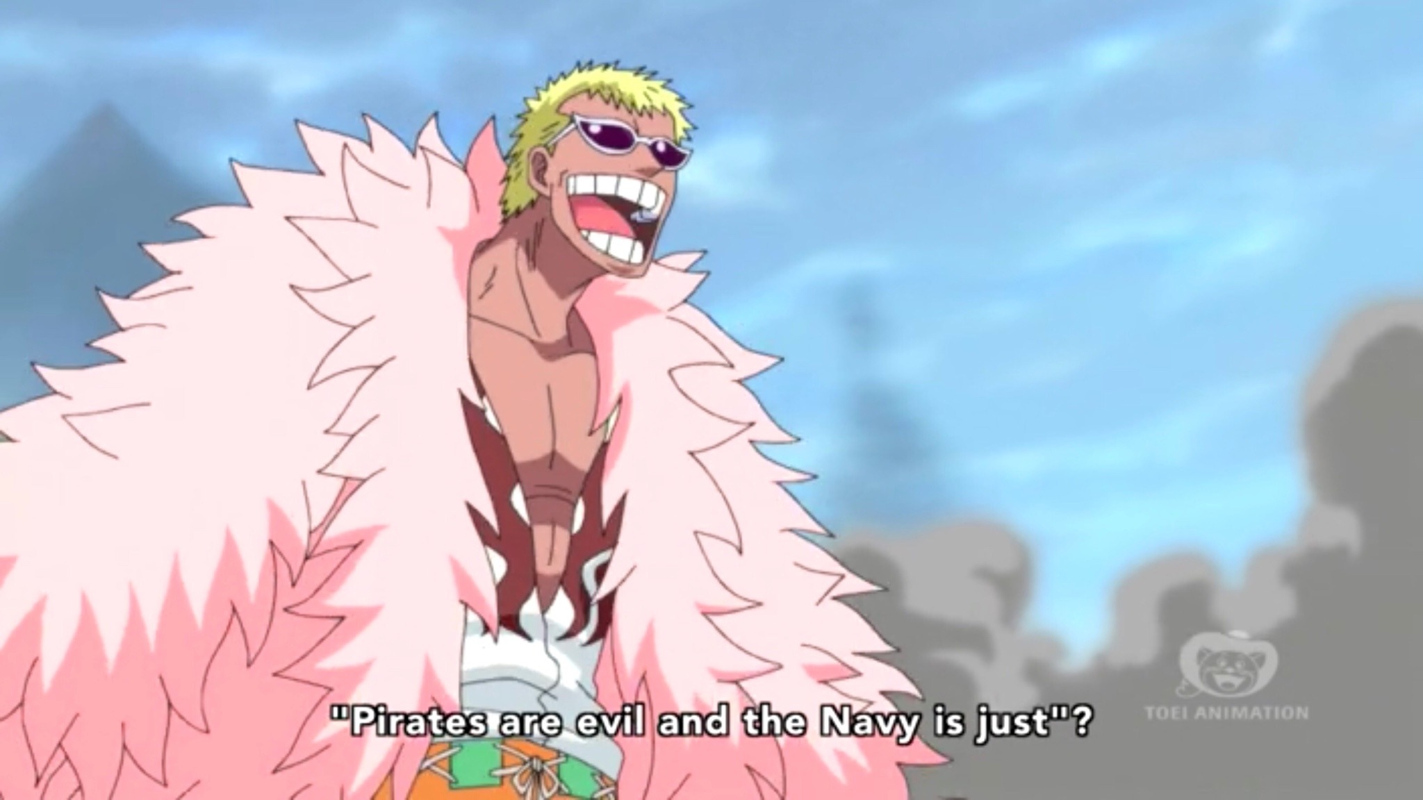 usopps-froggy-hat:doflamingo waltzed into marineford, dropped this metal af quote,