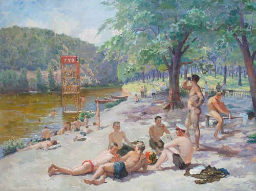 Day off in a military camp, Sergey Pichugin 1940s