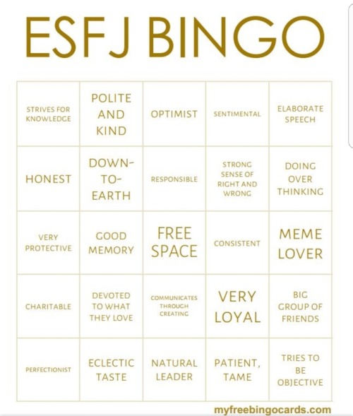 lsfp: Extrovert Mbti Bingo *not mine Lol