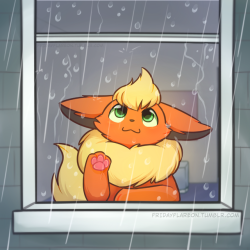 fridayflareon:Rainy afternoon(Redraw of this!)