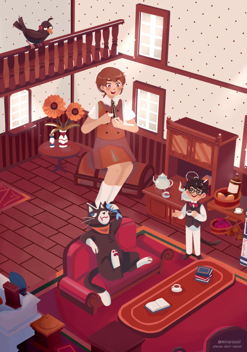 The Cat’s Return x P5. They’re at the Baron!Joker’s house. :3c 