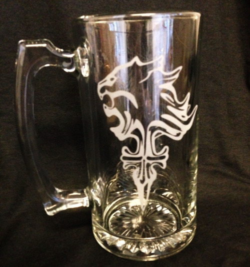 thedrunkenmoogle:  Final Fantasy VIII - Lionheart Etched Glassesby IlluminatedLion Pint Glass - ฟ.00Stein Mug - ฤ.00 
