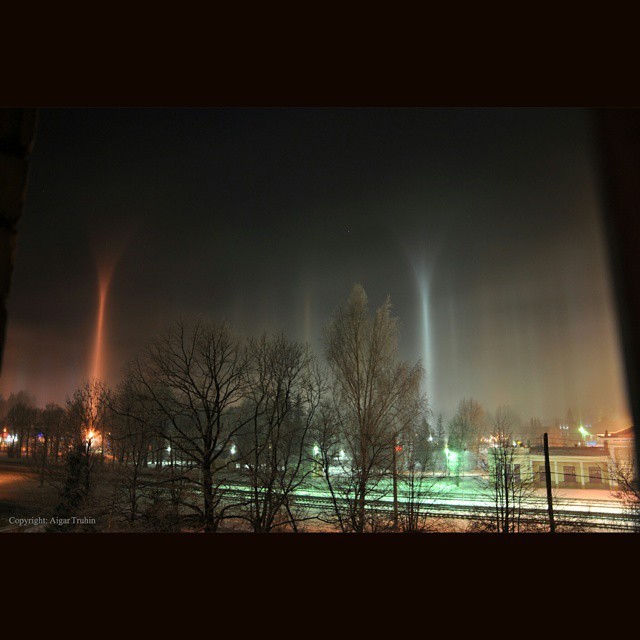 Unusual Light Pillars over Latvia #nasa #apod #science #astronomy  #lightpillars