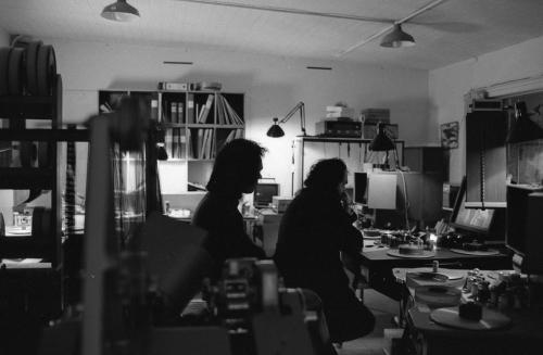 Stanley Kubrick’s daughter Vivian just uploaded these rare photos of him and his assistant editors editing Barry Lyndon in the converted garage of his home in Abbots Mead, December 1974.