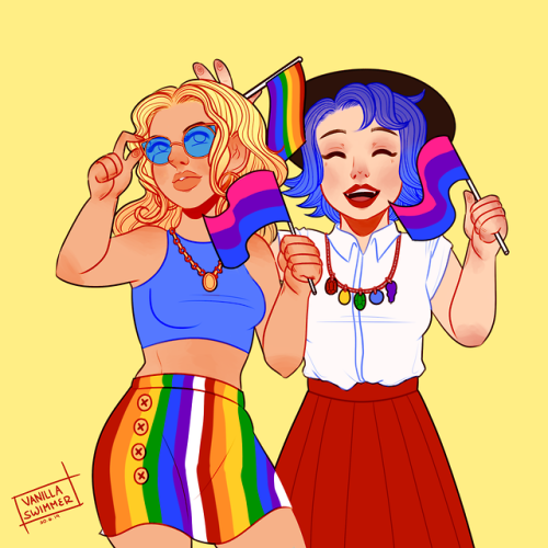 farming-for-affection:   Pride looks for Haley and Emily!   Original Artist: VanillaSwimmer, Reposte