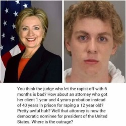 son-0f-aphrodite:  4mysquad:  cartnsncreal:  lagonegirl:  sumchckn:    It has to be clarified: Hillary did not just act as the public defender for the rapist. Instead, she smeared a 12 year old, saying that she often sought older men and was prone to