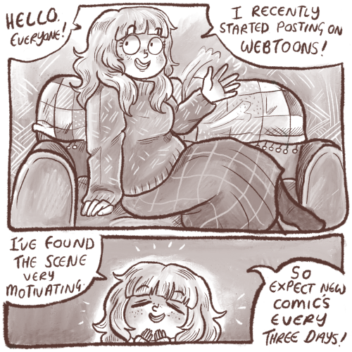 quickie comic announcing Mighthealthyquests shift to webtoons! I may still post the odd comic on her
