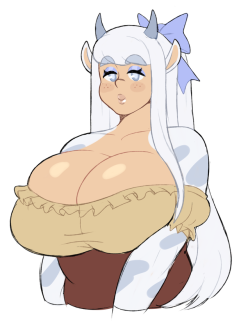 drakdoodles: drakdoodles: Character I made in a spur of the moment kinda thing. Blessed moon cow…Her name is Dolly and she works at that milk bar w Doris and others. She’s been blessed by Lunarette and has really sweet milk (and a lot of it).She really