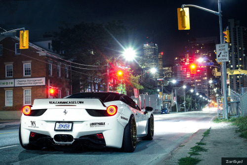 fullthrottleauto:  crash–test:   	Widebody. by Zain Syed    	Via Flickr: 	- Libertywalk Ferrari 458 Italia  -  3. 2. 1. Go! Finally got my hands on the Libertywalk 458. More pictures coming.  