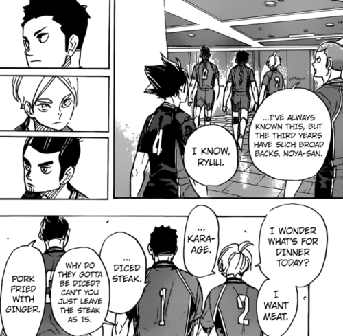 bloodycarnations:My favourite kind of recurrent gag in haikyuu is when someone off screen observes h