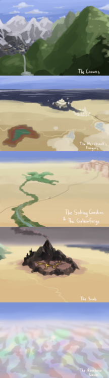 Landscape sketches for a DnD campaign setting based on ancient Persia meets steampunk