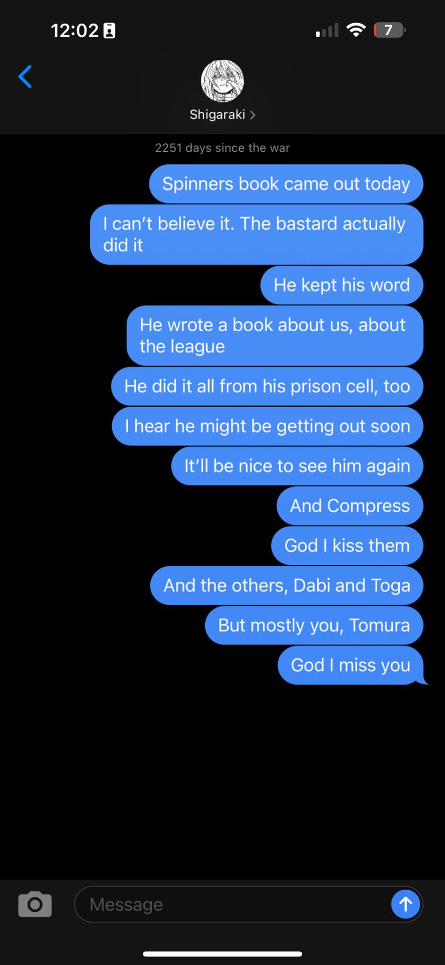 Tomura Shigaraki Days Since The War