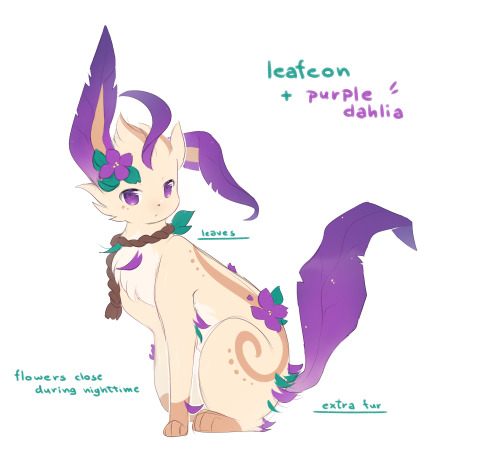 siqk0:purple dahlia leafeon custom for a client over on twitter!