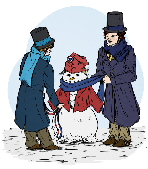 theonlycheeseleft: oilan: About time I drew something winter-related, huh? OH MY GOD AN ENJOLRAS SNO