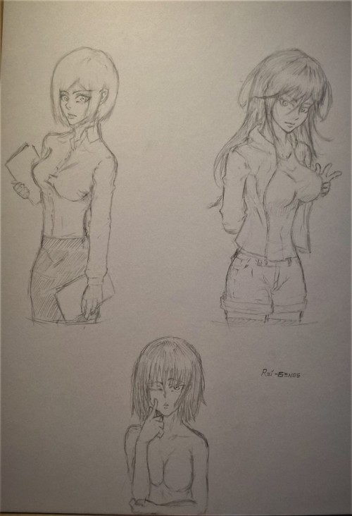 Just  some girls I sketched for practice.Made with a .5mm mechanical pencil on smooth bristol paper.