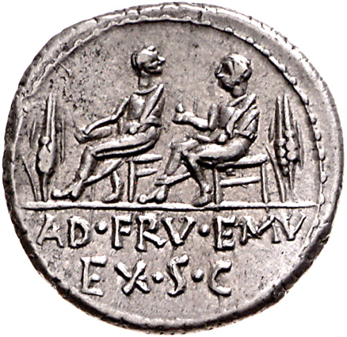 romegreeceart:A coin ordered by the Senate (EX, S,C)  from quaestors in 100 BCE. The issuers we