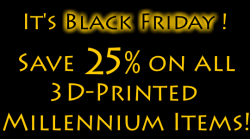 vaguelygenius:  Use the promo code  SMALLBIZ to save 25% on all 3D-Printed Millennium Items this weekend only! If you’re planning on cosplaying, or growing your Yu-Gi-Oh! collection, or making someone’s Christmas out of this world, check out these