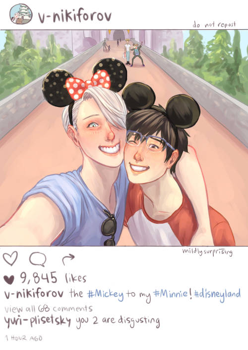 mildlysurprising: the two mouseketeers (and one angry ice tigger) part 2 of the yoi disney selfies s