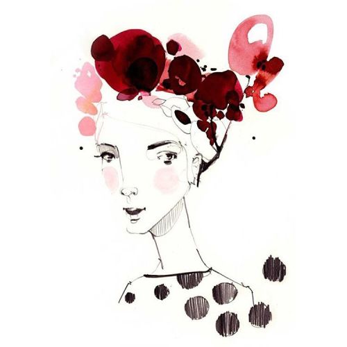 #spring #illustration #fashionillustration #ink #watercolor #sketch #flowers #girl #ekaterinakorolev